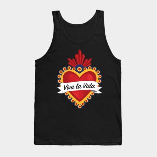 Mexican Sacred Heart II / "Viva la Vida" Frida Kahlo's Quote in Spanish by Akbaly Tank Top